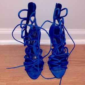 Blue lace up heels size 36